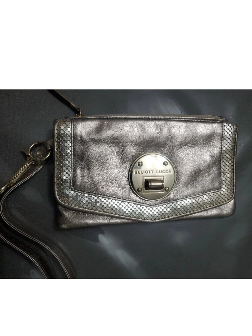 Elliott Lucca Silver Metallic Clutch Wristlet
